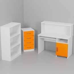 Комплект офисной мебели КП-22 цвет Белый+Оранж