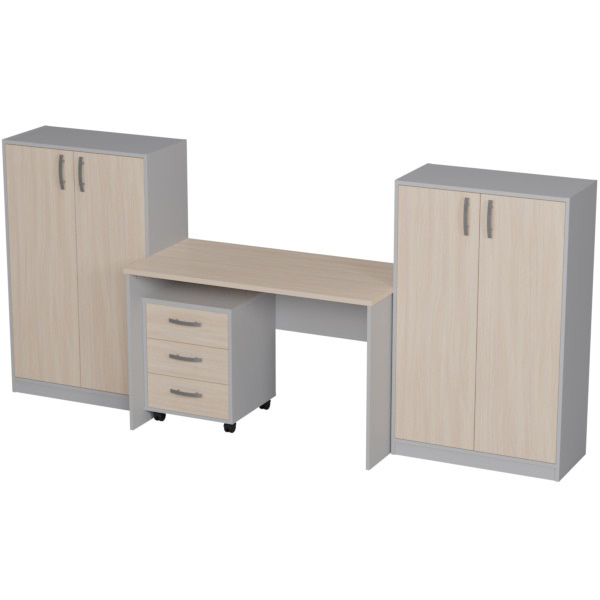 Комплект офисной мебели КП-20 цвет Серый+Дуб Молочный