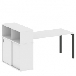 Стол письменный на П-образном м/к с опорным шкафом-купе 201/112/109 METAL SYSTEM БП.РС-СШК-3.4 Белый-Антрацит
