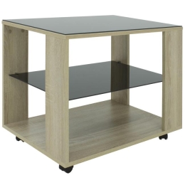 Стол журнальный BeautyStyle 5 сонома/стекло черное