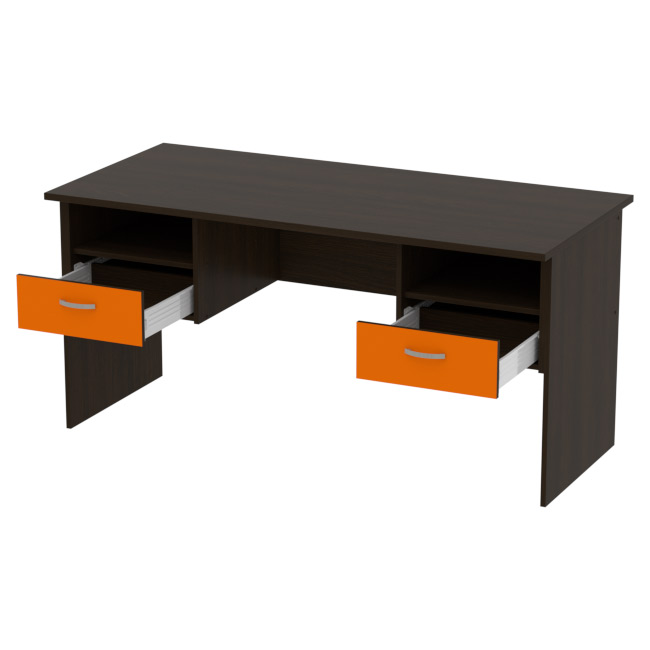 Офисный стол СТ+2Т-10 цвет Венге+Оранжевый 160/73/76 см