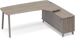 Стoл руководителя эргономичный с опорной тумбой правый Вяз-Мокко ТМ М1 124 ВЛ ВЛ МП 216,4/161,2/75,6