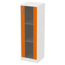 Офисный шкаф СБ-61+ДВ-62 графит цвет Белый+Оранжевый 40/37/123 см