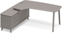 Стoл руководителя левый эргономичный с тумбой Мокко премиум ТМ М1 121 МП МП МП 196,4/161,2/75,6