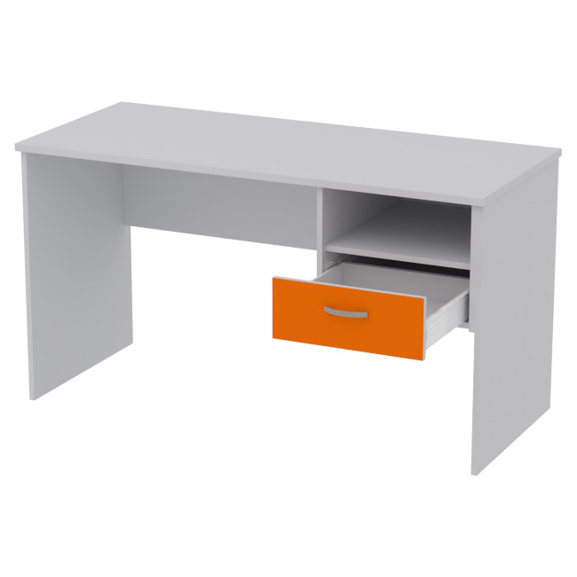 Офисный стол СТ+1Т-42 цвет Серый+Оранж 140/60/76 см