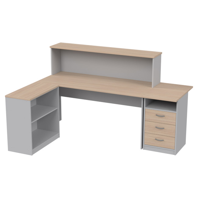 Комплект офисной мебели КП-12 цвет Серый+Дуб Молочный