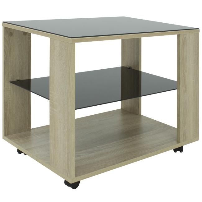 Стол журнальный BeautyStyle 5 сонома/стекло черное