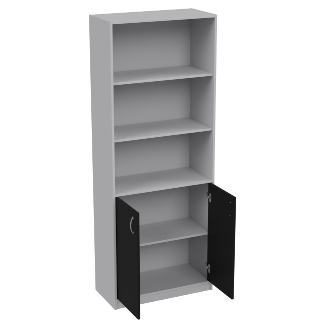 Шкаф для офиса ШБ-3 цвет Серый + Черный 77/37/200 см