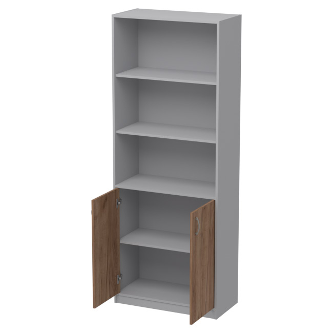 Офисный шкаф ШБ-3 цвет Серый+Дуб Крафт 77/37/200 см