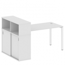 Стол письменный на П-образном м/к с опорным шкафом-купе 181 METAL SYSTEM БП.РС-СШК-3.3 Белый