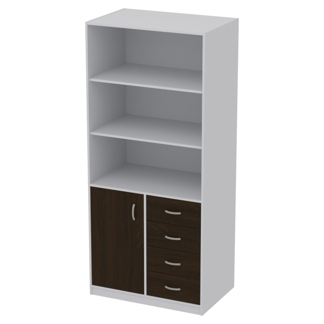 Офисный шкаф ШБ-7 цвет Серый+Венге 89/58/200 см