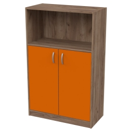 Офисный шкаф СБ-63 цвет Дуб Крафт+Оранж 77/37/123 см