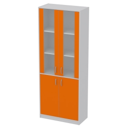 Офисный шкаф ШБ-3+ДВ-62 матовый цвет Серый+Оранж 77/37/200 см