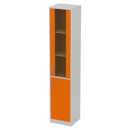 Офисный шкаф СБ-3+ДВ-62 тон. бронза цвет Серый + Оранж 40/37/200 см