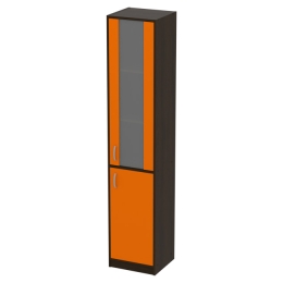 Офисный шкаф СБ-3+ДВ-62 матовый цвет Венге+Оранж 40/37/200 см