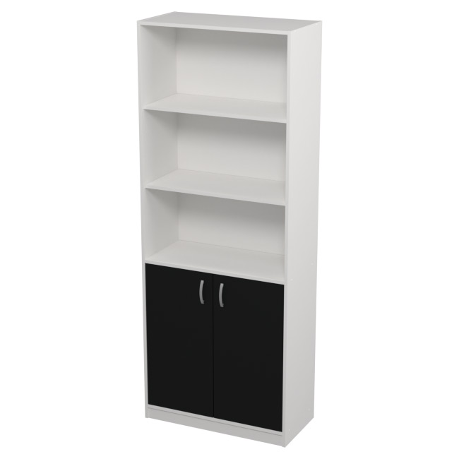 Шкаф для офиса ШБ-3 цвет Белый + Черный 77/37/200 см