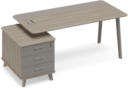 Стол руководителя левый комбинированный с тумбой малой Вяз-Мокко ТМ М1 105 ВЛ ВЛ/МП МП 205,6/104,2/75,6