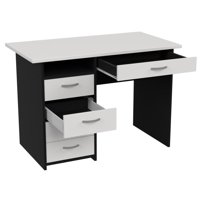 Cтол с тумбой СТ-46Л цвет Черный + Белый 110/60/76 см