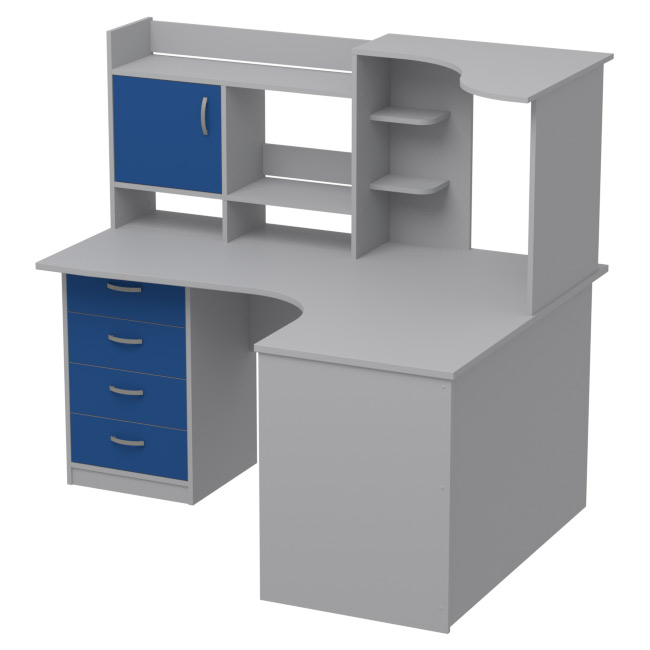 Компьютерный стол СКЭ-5 левый цвет Серый+Синий 158/120/141 см