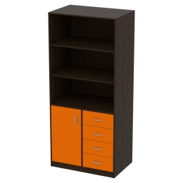 Офисный шкаф ШБ-7 цвет Венге+Оранж 89/58/200 см