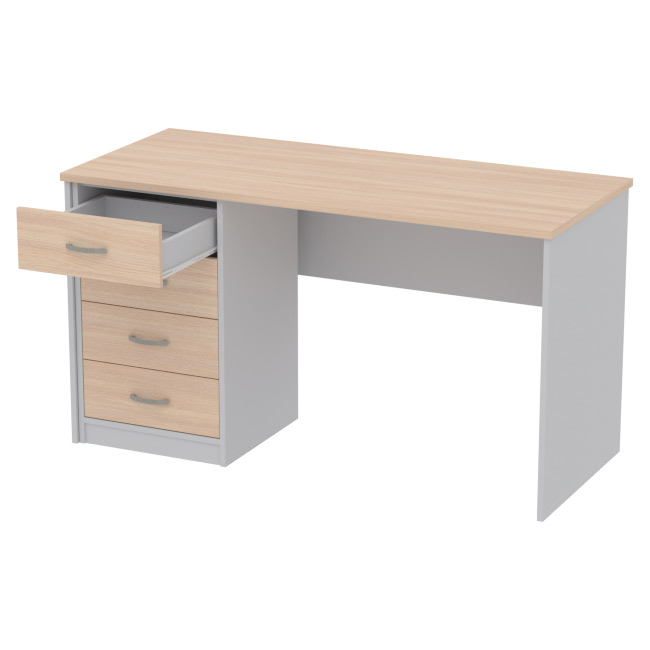 Офисный стол СТ-42+ТС-27 цвет серый + дуб 140/60/76 см