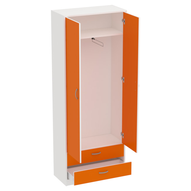 Шкаф для одежды ШО-37 цвет Белый+Оранж 77/37/200 см