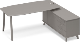 Стол руководителя на опорной тумбе правый Мокко премиум ТМ М1 110 МП МП МП 196,4/164,2/75,6