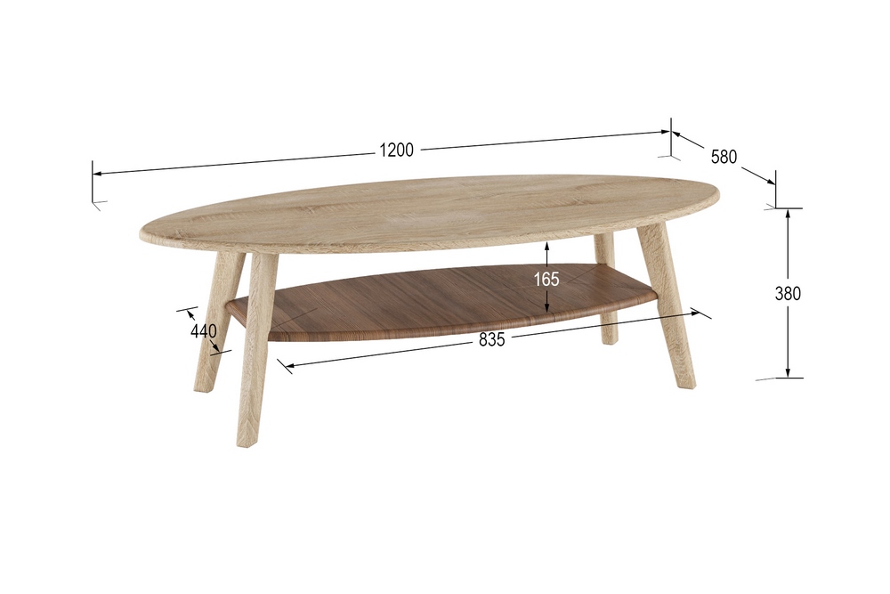 Стол журнальный Серфинг дуб сонома/акация