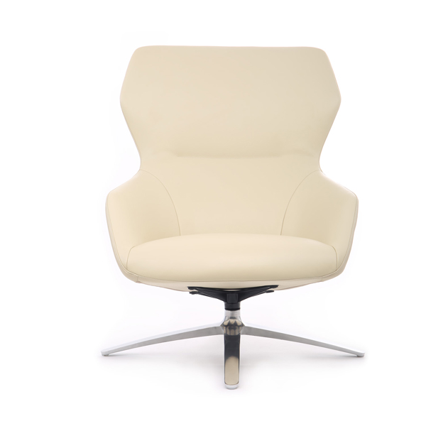 Кресло Riva Design F1705 с подставкой для ног Светло-бежевое кожа