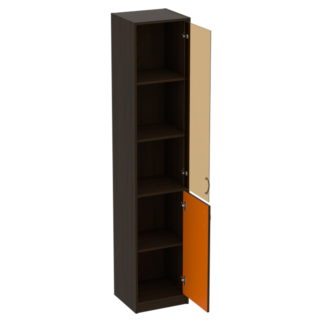 Офисный шкаф СБ-3+А5 тон. бронза цвет Венге+Оранж 40/37/200 см