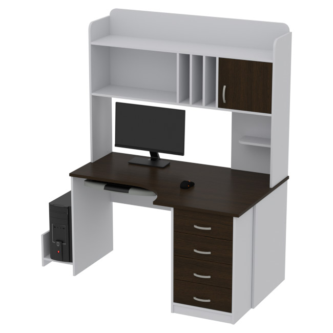 Компьютерный стол КП-СКЭ-8 Левый цвет Серый+Венге 140/90/182 см