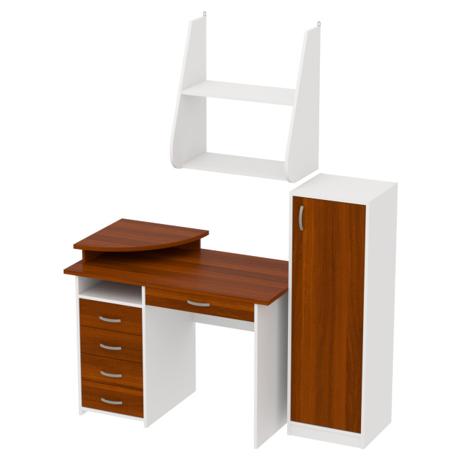 Комплект офисной мебели КП-14 цвет Белый+Орех Итальянский