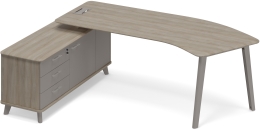 Стoл левый эргономичный с опорной тумбой Вяз-Мокко ТМ М1 127 ВЛ ВЛ МП 236,4/159,2/75,6