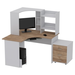 Компьютерный стол КП-СКЭ-4 цвет Серый+Дуб крафт 120/120/141 см