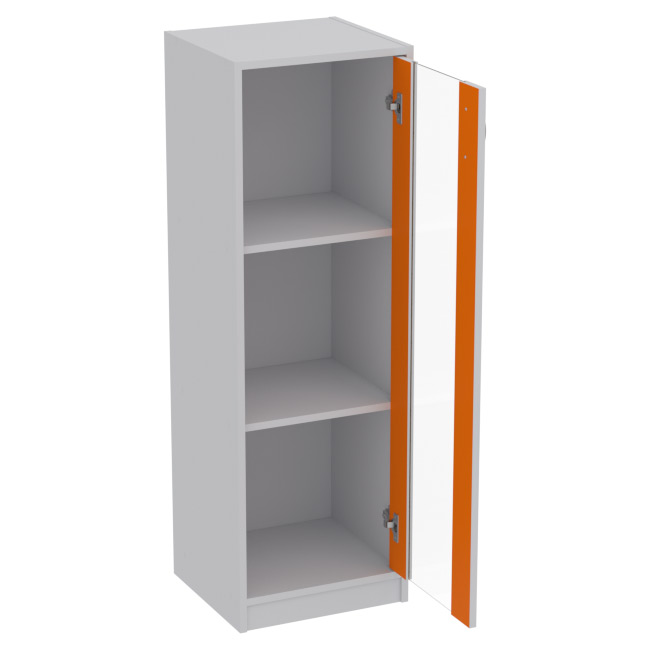 Офисный шкаф СБ-61+ДВ-62 цвет Серый+Оранж 40/37/123 см