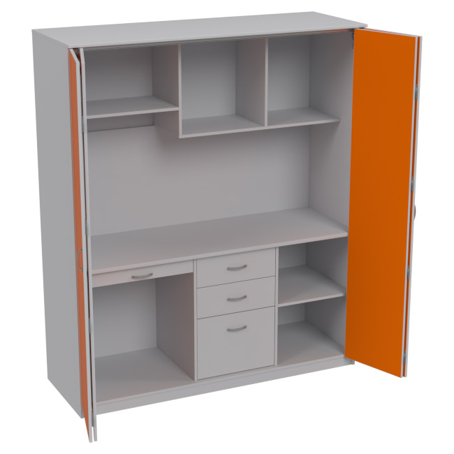 Мини-кухня для офиса МК-2/Д цвет Серый+Оранжевый 169/60/200 см