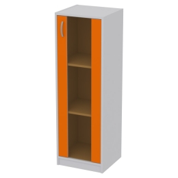 Офисный шкаф СБ-61+ДВ-62 тон. бронза цвет Серый+Оранж 40/37/123 см