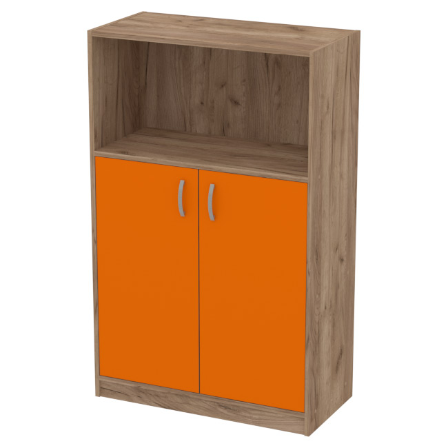 Офисный шкаф СБ-63 цвет Дуб Крафт+Оранж 77/37/123 см