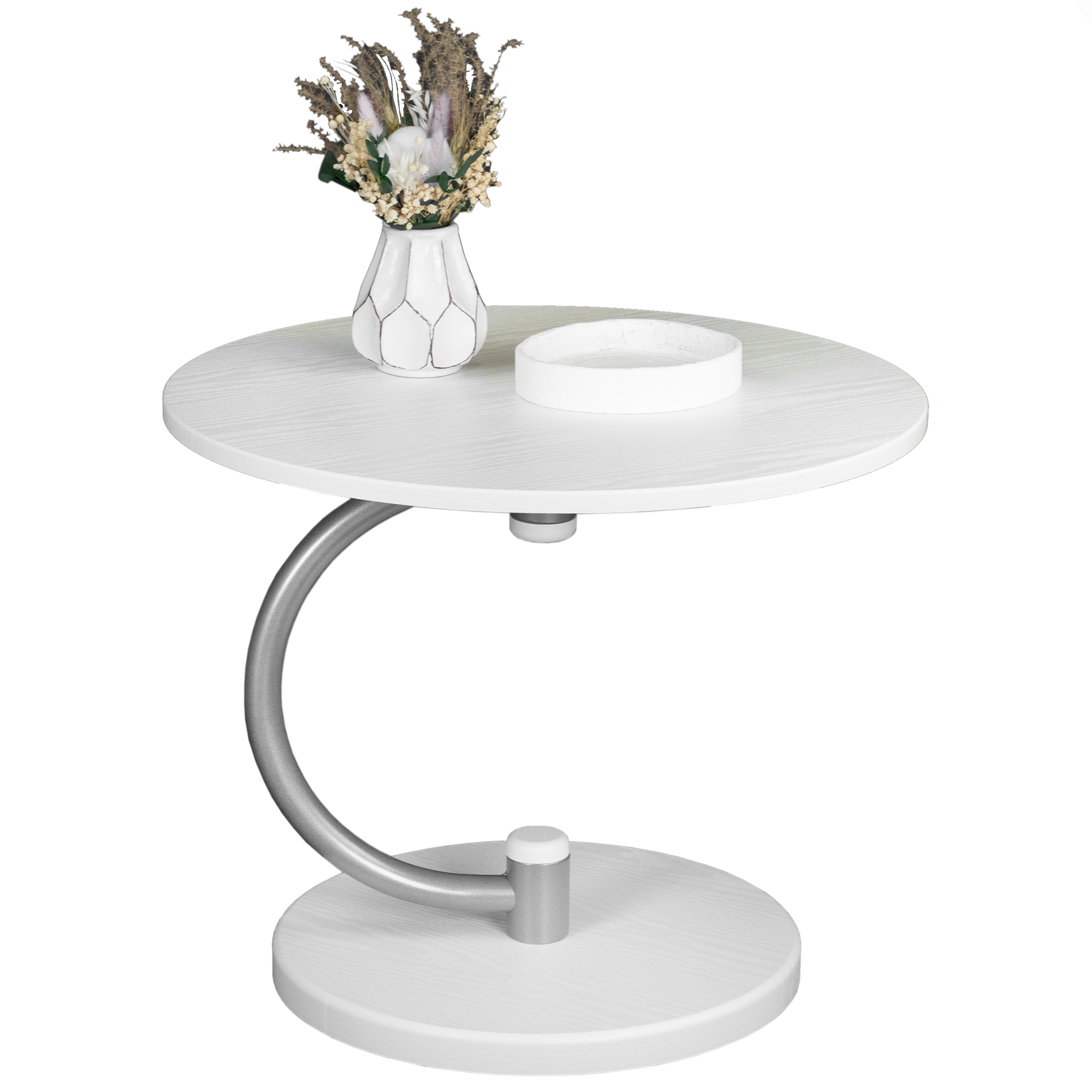 Стол журнальный Дуэт 13 металлик/белый