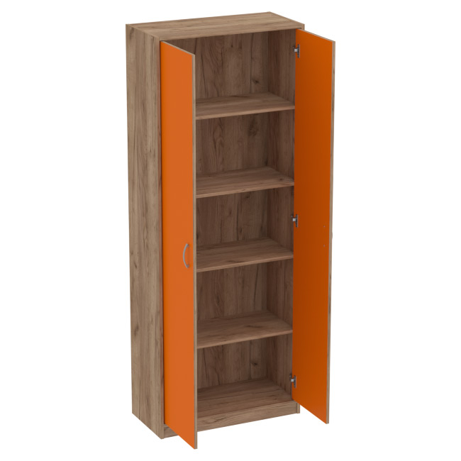 Офисный шкаф ШБ-2 цвет Дуб Крафт+Оранж 77/37/200 см