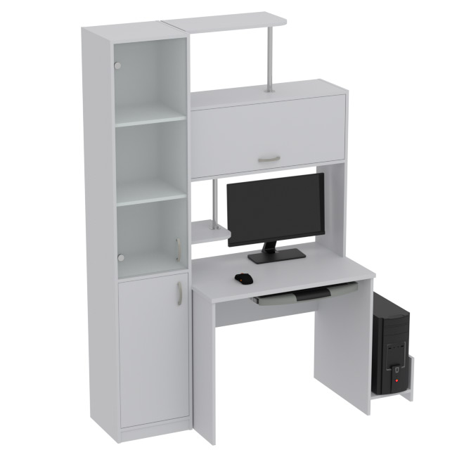 Компьютерный стол КП-СК-13 матовый цвет Серый 130/60/202 см