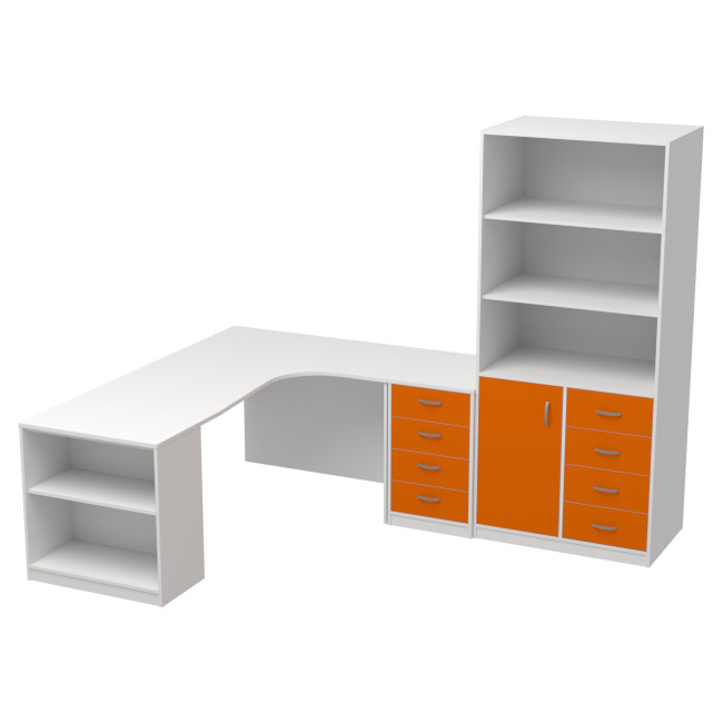 Комплект офисной мебели КП-21 цвет Белый+Оранж