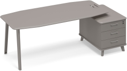 Стол руководителя на тумбе малой Мокко премиум ТМ М1 114 МП МП МП 225,8/104,2/75,6