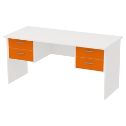 Офисный стол СТ+4Т-10 цвет Белый+Оранж 160/73/76 см