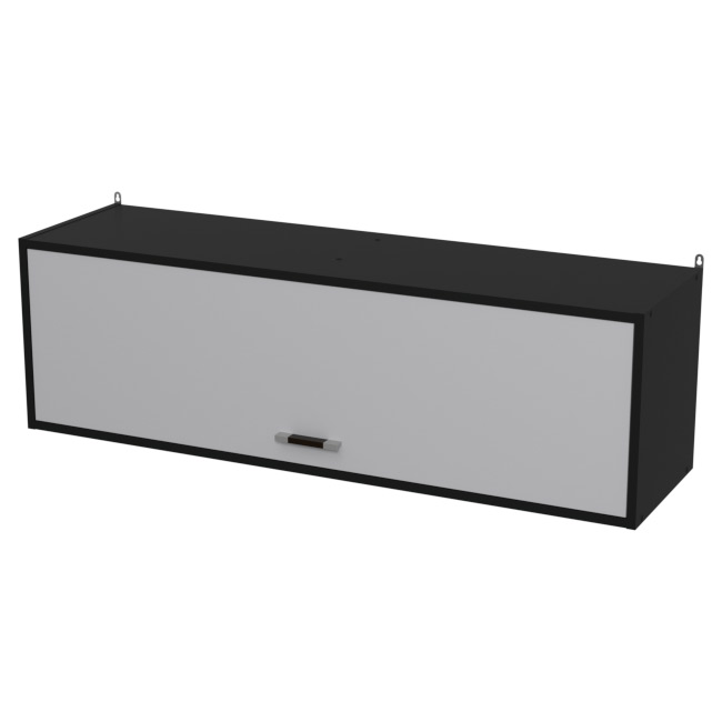 Навесная полка ПП-56+ДВ-56+С-28МВ цвет Черный + Серый 120/33/37