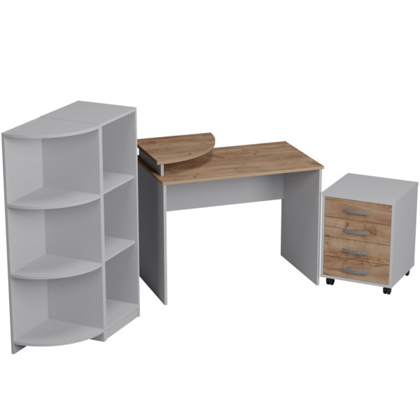 Комплект офисной мебели КП-23 цвет Серый+Дуб Крафт