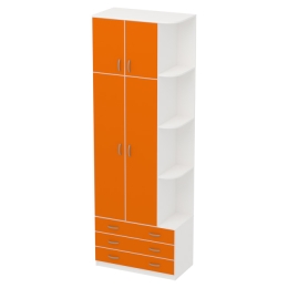 Офисный шкаф для одежды ШО-45 цвет Белый + Оранж 89/45/260 см