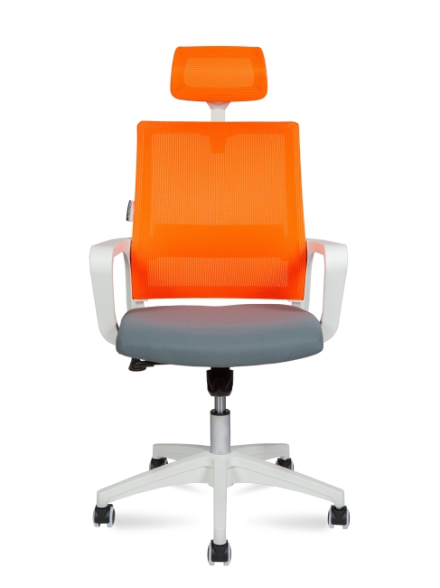 Офисное кресло эконом Бит белый+оранжевый