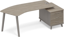 Стол эргономичный на тумбе малой правый Мокко-Вяз ТМ М1 130 МП ВЛ ВЛ 225,8/100/75,6