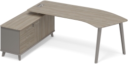 Стoл левый эргономичный с опорной тумбой Мокко-Вяз ТМ М1 127 МП ВЛ ВЛ 236,4/159,2/75,6